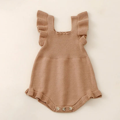 True Bub™ Infant Baby Girls Knit Ruffle Sleeve Romper 0-2Y