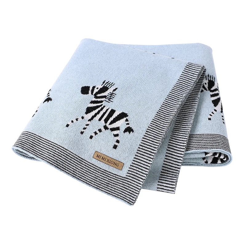 True Bub™ Assorted Knitted Animal Designs - Cotton Baby Blankets Newborn Swaddle Wrap Covers for Stroller & Bedding 100x80cm
