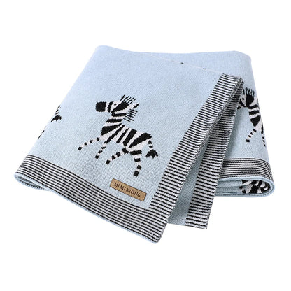True Bub™ Assorted Knitted Animal Designs - Cotton Baby Blankets Newborn Swaddle Wrap Covers for Stroller & Bedding 100x80cm