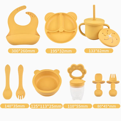 True Bub™ Starting Steading - BPA Free Silicone Baby Cutlery Set For Feeding, Baby Led Weaning and Solids Bear Bowl 10pcs