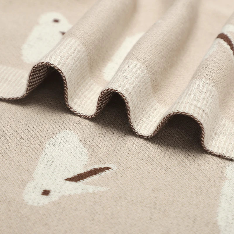 True Bub™ Assorted Knitted Animal Designs - Cotton Baby Blankets Newborn Swaddle Wrap Covers for Stroller & Bedding 100x80cm
