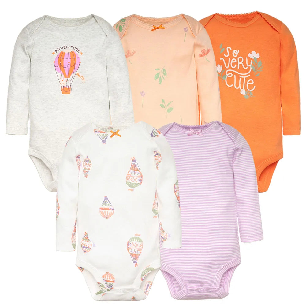 True Bub™ Cotton Baby Bodysuits 5pc Set 0-12M