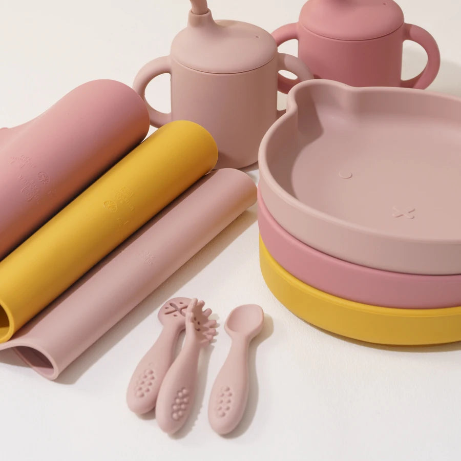 True Bub™ Starting Steading - BPA Free Silicone Baby Cutlery Set For Feeding, Baby Led Weaning Solids Miffy Bowl 10pcs