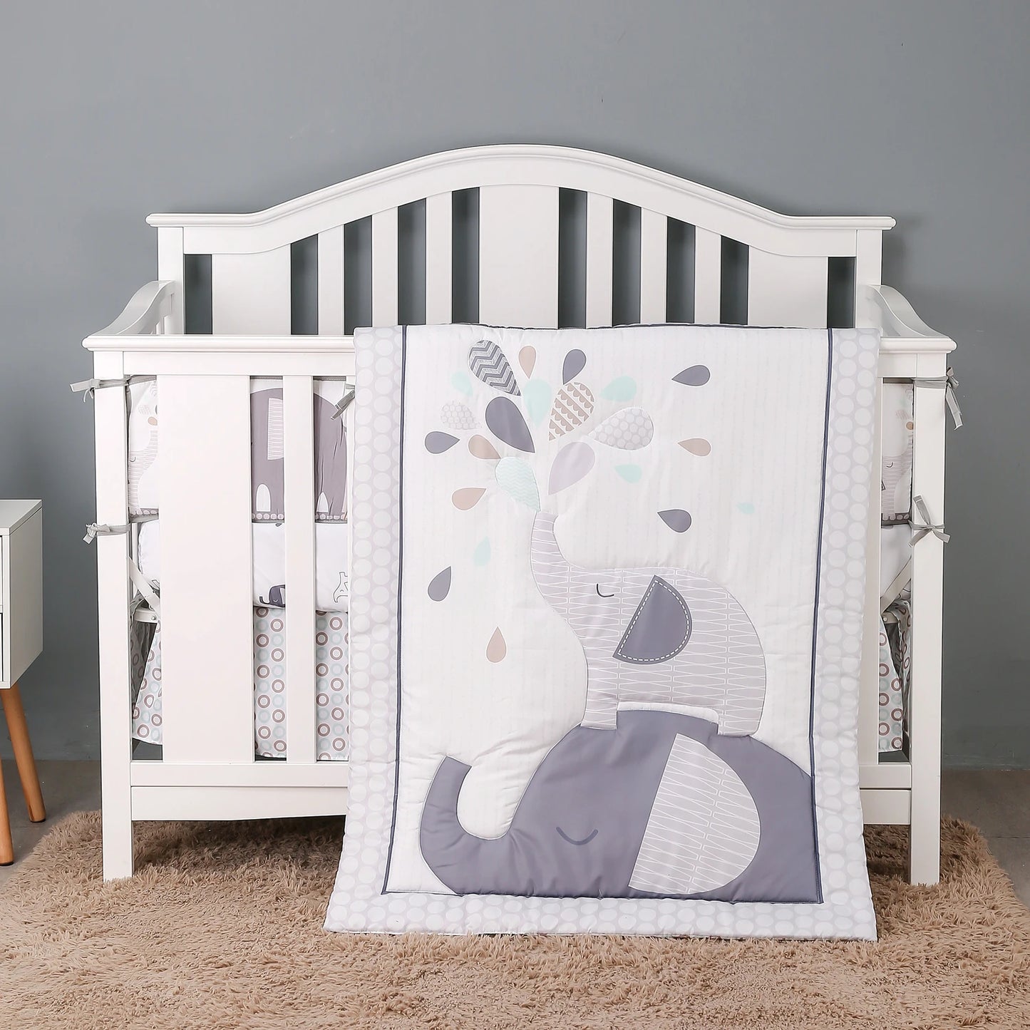 True Bub™ Styla Cot Quilt Set - 3Pcs Luxury Super Soft Breathable Cot Bedsheets Crib Bedding Nursery Set for Kids
