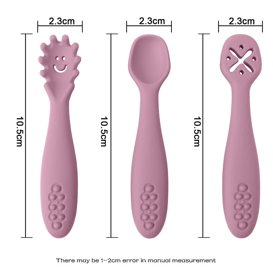 True Bub™ Starting Solids - BPA Free Silicone First Grippy Spoons for Baby Lead Weaning 3pcs