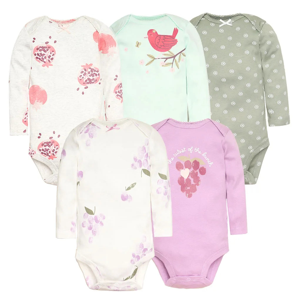 True Bub™ Cotton Baby Bodysuits 5pc Set 0-12M