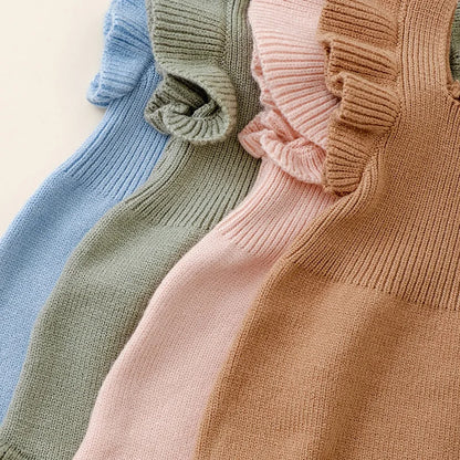 True Bub™ Infant Baby Girls Knit Ruffle Sleeve Romper 0-2Y