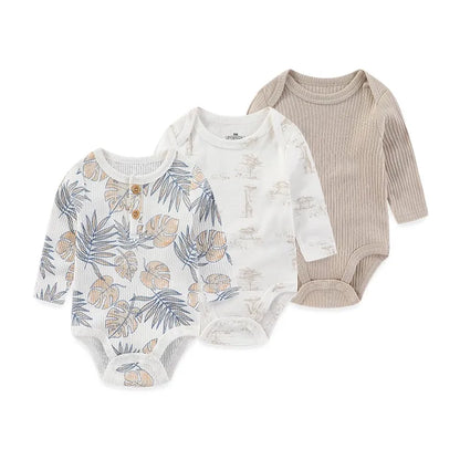 True Bub™ Baby Essentials Cotton Long Sleeve Bodysuit 3 Pcs Set 0-12M