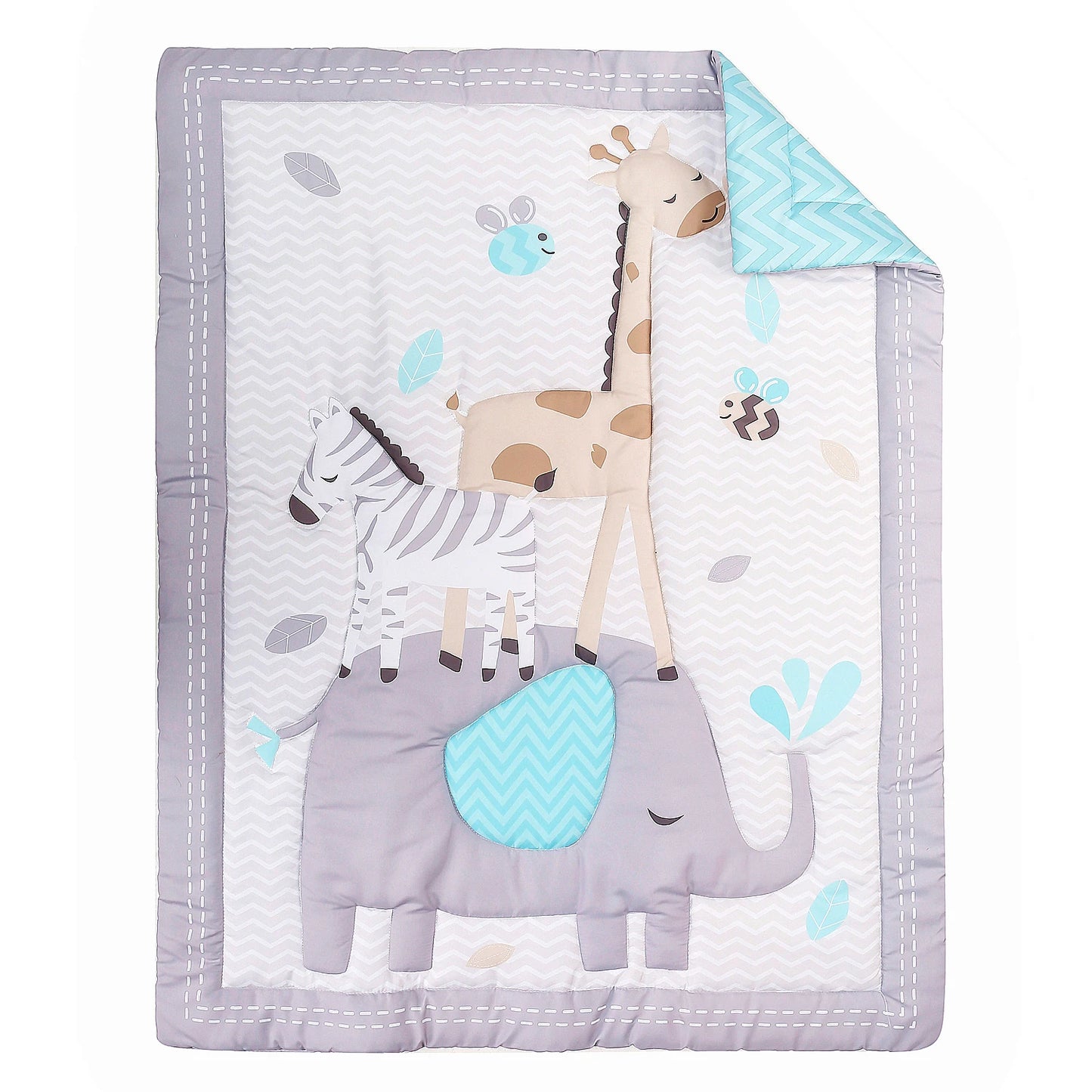 True Bub™ Styla Cot Quilt Set - 3Pcs Luxury Super Soft Breathable Cot Bedsheets Crib Bedding Nursery Set for Kids