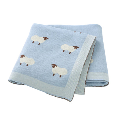 True Bub™ Assorted Knitted Animal Designs - Cotton Baby Blankets Newborn Swaddle Wrap Covers for Stroller & Bedding 100x80cm