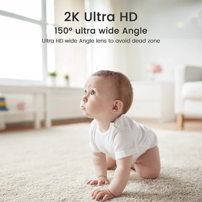 HD Baby Monitor Crying Detection 4MP 2K WiFi 360 Degree Rotating Camera