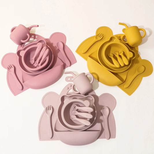 True Bub™ Starting Steading - BPA Free Silicone Baby Cutlery Set For Feeding, Baby Led Weaning Solids Miffy Bowl 10pcs