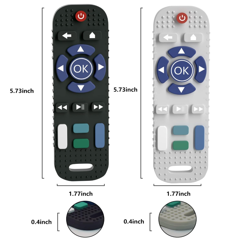 True Bub™ Romo Play - TV Remote Control Shape Silicone Toddler Teething Toys for Babies 2Pk