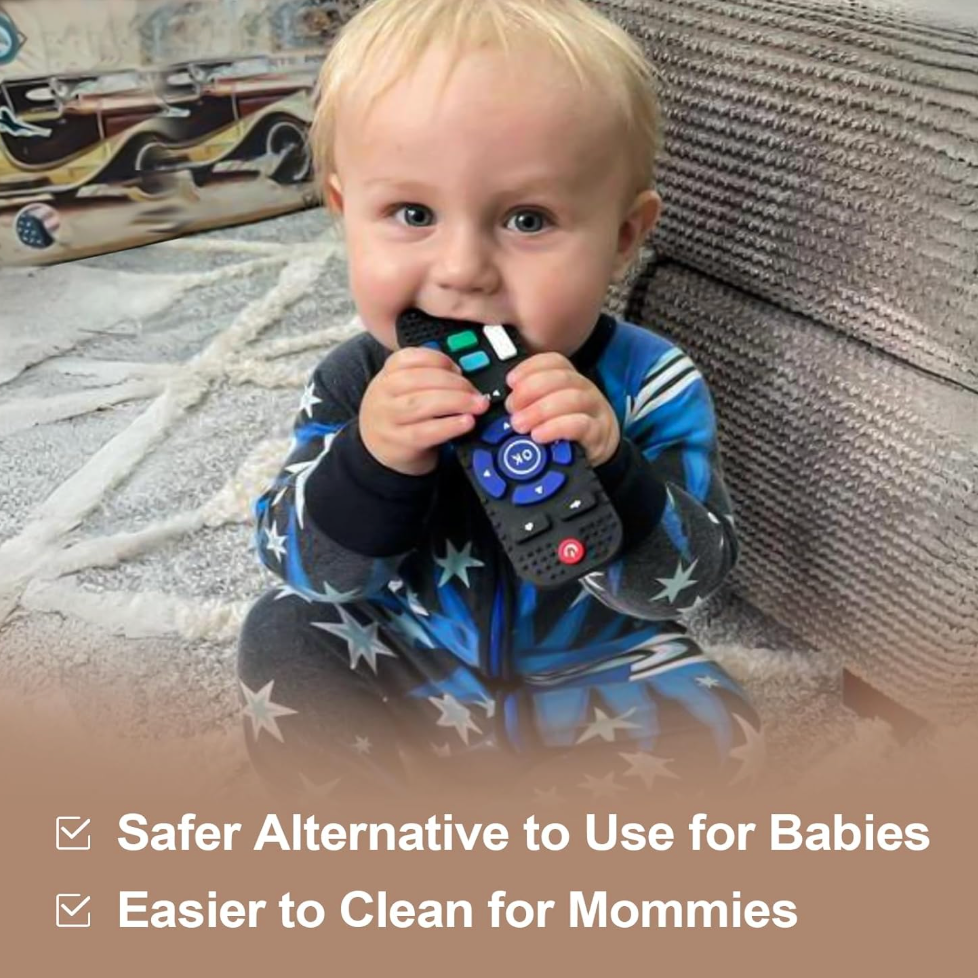 True Bub™ Romo Play - TV Remote Control Shape Silicone Toddler Teething Toys for Babies 2Pk