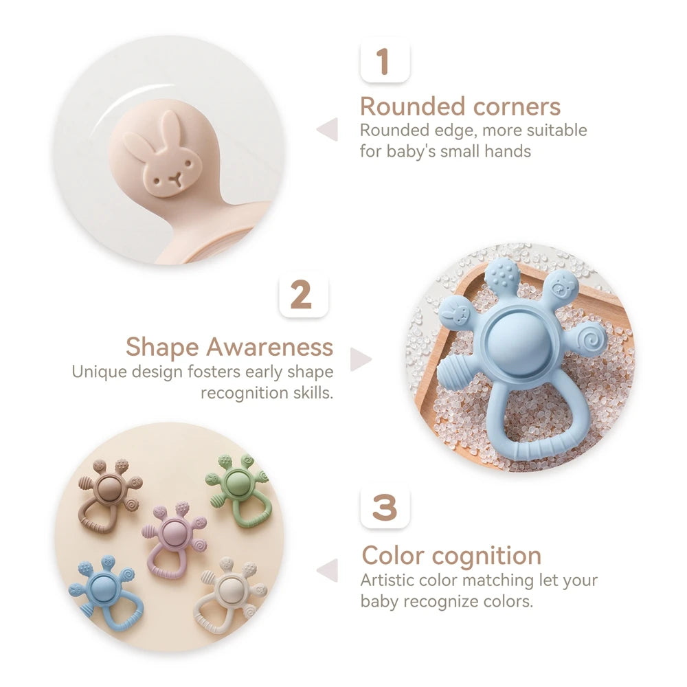 True Bub™ Food Grade BPA Free Grippy Baby Rattle Teething Sensory Toy