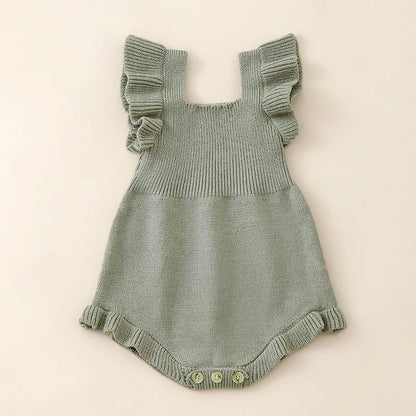 True Bub™ Infant Baby Girls Knit Ruffle Sleeve Romper 0-2Y
