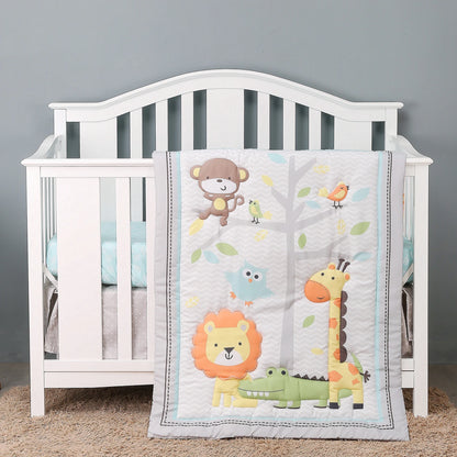 True Bub™ Styla Cot Quilt Set - 3Pcs Luxury Super Soft Breathable Cot Bedsheets Crib Bedding Nursery Set for Kids