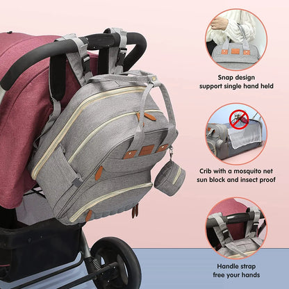 WorldsWonder - Pull Out Bed Diaper Backpack Baby Travel Bag