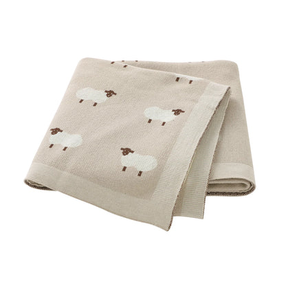 True Bub™ Assorted Knitted Animal Designs - Cotton Baby Blankets Newborn Swaddle Wrap Covers for Stroller & Bedding 100x80cm