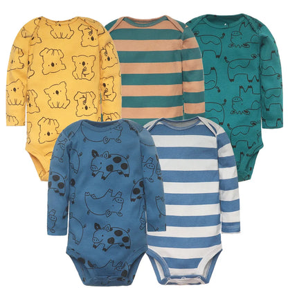 True Bub™ Cotton Baby Bodysuits 5pc Set 0-12M