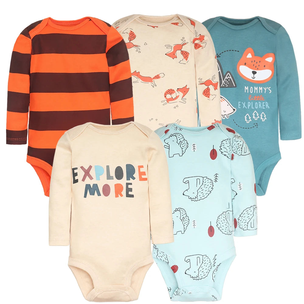True Bub™ Cotton Baby Bodysuits 5pc Set 0-12M