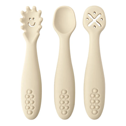 True Bub™ Starting Solids - BPA Free Silicone First Grippy Spoons for Baby Lead Weaning 3pcs