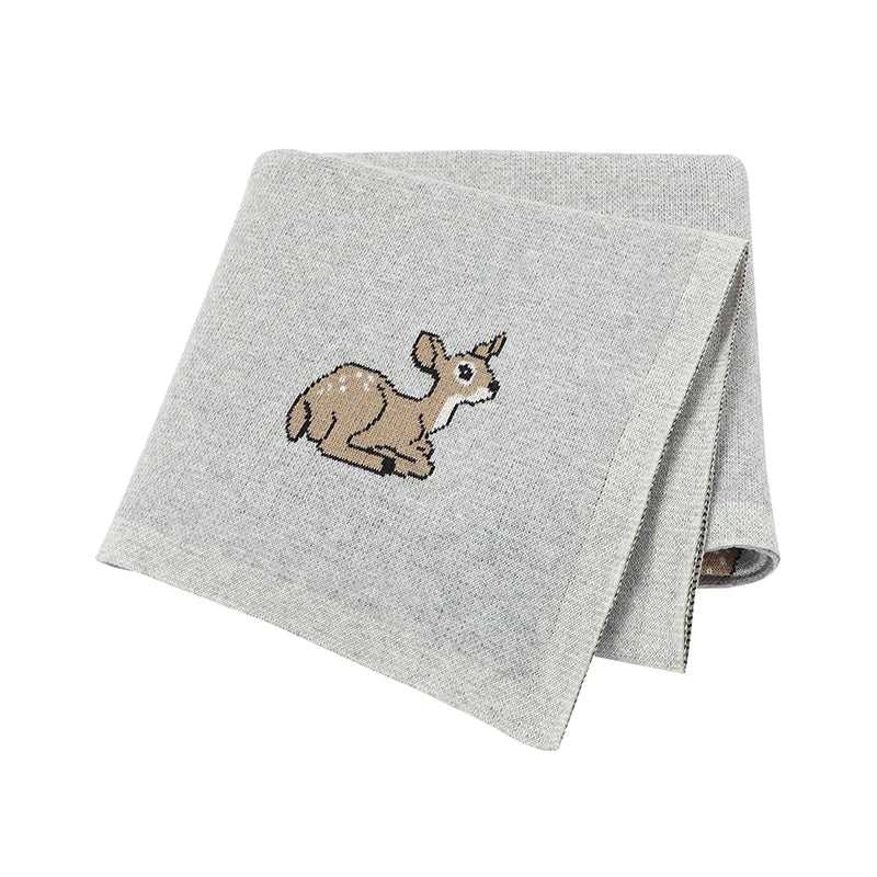 True Bub™ Assorted Knitted Animal Designs - Cotton Baby Blankets Newborn Swaddle Wrap Covers for Stroller & Bedding 100x80cm