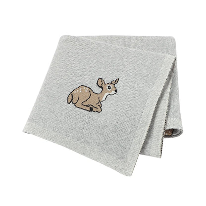 True Bub™ Assorted Knitted Animal Designs - Cotton Baby Blankets Newborn Swaddle Wrap Covers for Stroller & Bedding 100x80cm