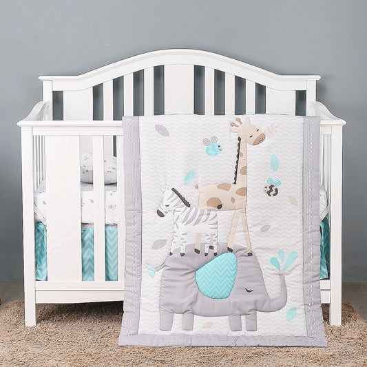 True Bub™ Styla Cot Quilt Set - 3Pcs Luxury Super Soft Breathable Cot Bedsheets Crib Bedding Nursery Set for Kids