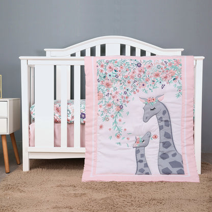 True Bub™ Styla Cot Quilt Set - 3Pcs Luxury Super Soft Breathable Cot Bedsheets Crib Bedding Nursery Set for Kids