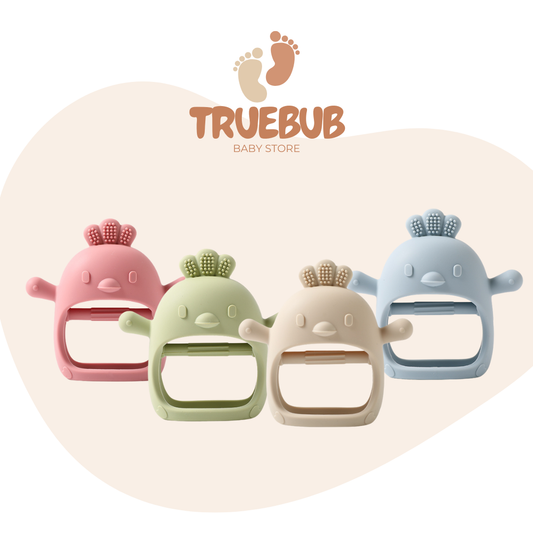 True Bub™ Birdy Soothing Glove - Food Grade BPA Free Baby Grip Teething Mitten Toy