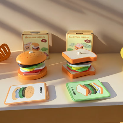 Burger Sandwich - Pretend Food Stack Toy Hand-Eye Coordination