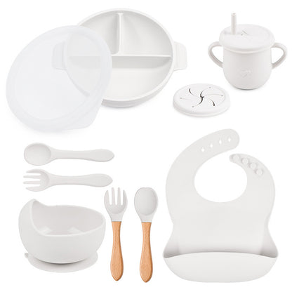 True Bub™ Starting Steading - BPA Free Silicone Baby Cutlery Set For Feeding, Baby Led Weaning Solids Plate with Lid 10pcs