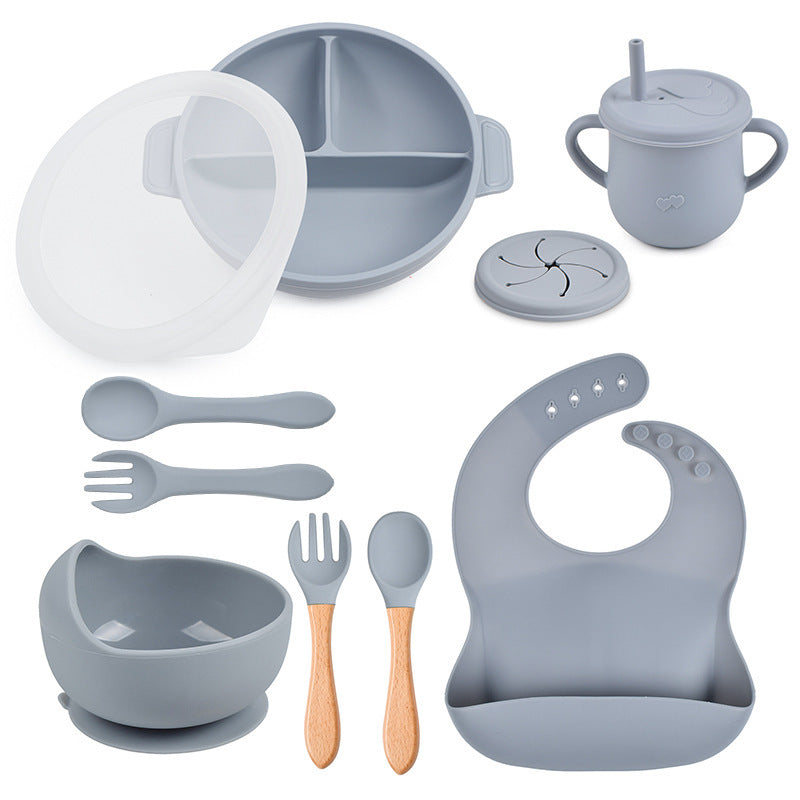 True Bub™ Starting Steading - BPA Free Silicone Baby Cutlery Set For Feeding, Baby Led Weaning Solids Plate with Lid 10pcs