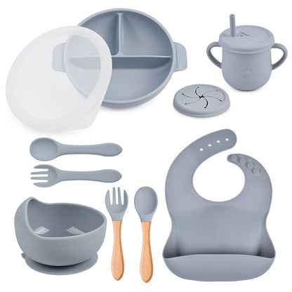 True Bub™ Starting Steading - BPA Free Silicone Baby Cutlery Set For Feeding, Baby Led Weaning Solids Plate with Lid 10pcs