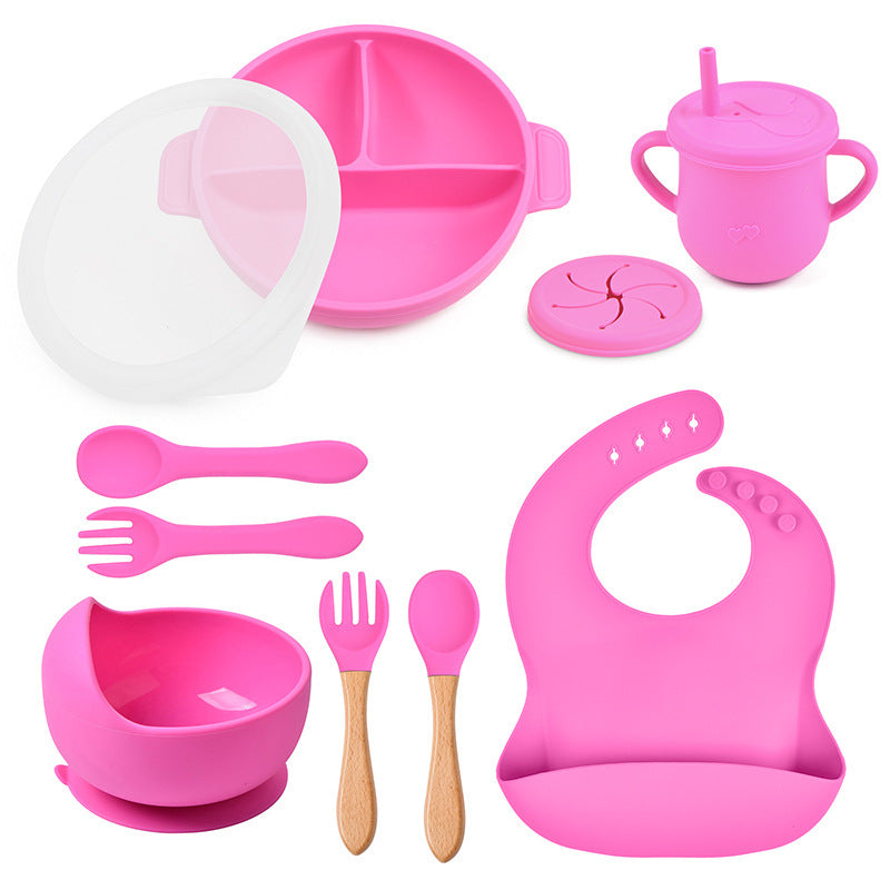 True Bub™ Starting Steading - BPA Free Silicone Baby Cutlery Set For Feeding, Baby Led Weaning Solids Plate with Lid 10pcs