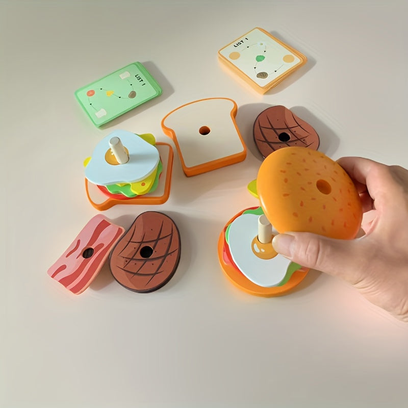 Burger Sandwich - Pretend Food Stack Toy Hand-Eye Coordination