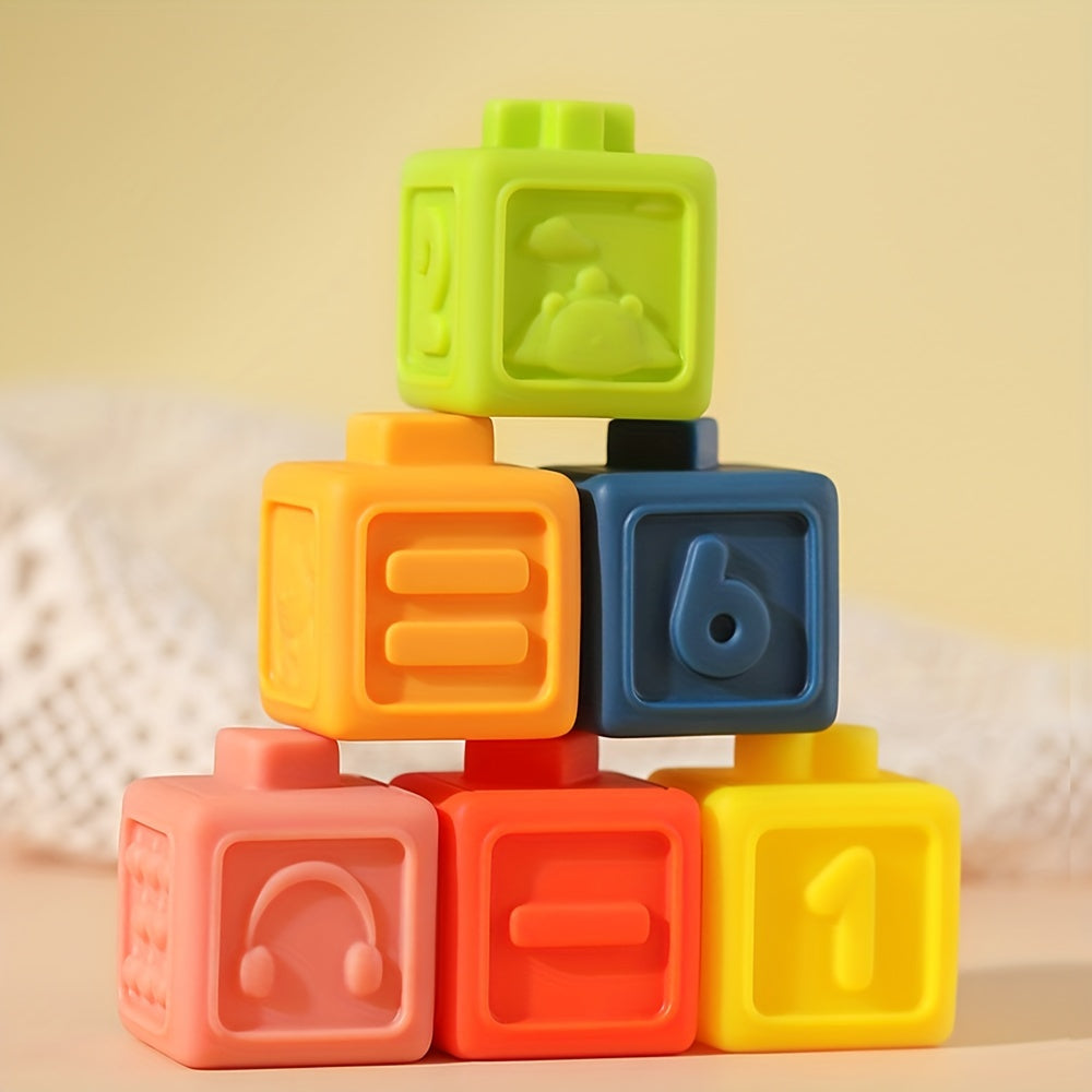 BubBlocks - Soft Rubber Stack N Squeeze Building Block 12pcs