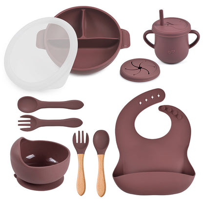True Bub™ Starting Steading - BPA Free Silicone Baby Cutlery Set For Feeding, Baby Led Weaning Solids Plate with Lid 10pcs
