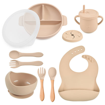 True Bub™ Starting Steading - BPA Free Silicone Baby Cutlery Set For Feeding, Baby Led Weaning Solids Plate with Lid 10pcs