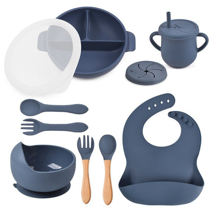 True Bub™ Starting Steading - BPA Free Silicone Baby Cutlery Set For Feeding, Baby Led Weaning Solids Plate with Lid 10pcs
