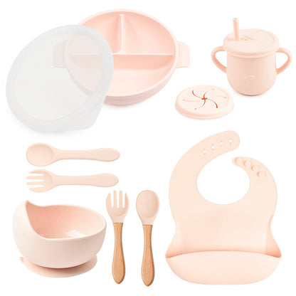 True Bub™ Starting Steading - BPA Free Silicone Baby Cutlery Set For Feeding, Baby Led Weaning Solids Plate with Lid 10pcs