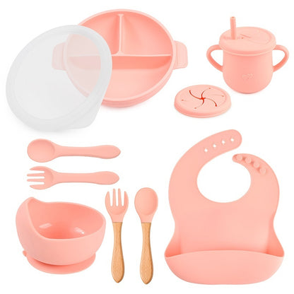 True Bub™ Starting Steading - BPA Free Silicone Baby Cutlery Set For Feeding, Baby Led Weaning Solids Plate with Lid 10pcs